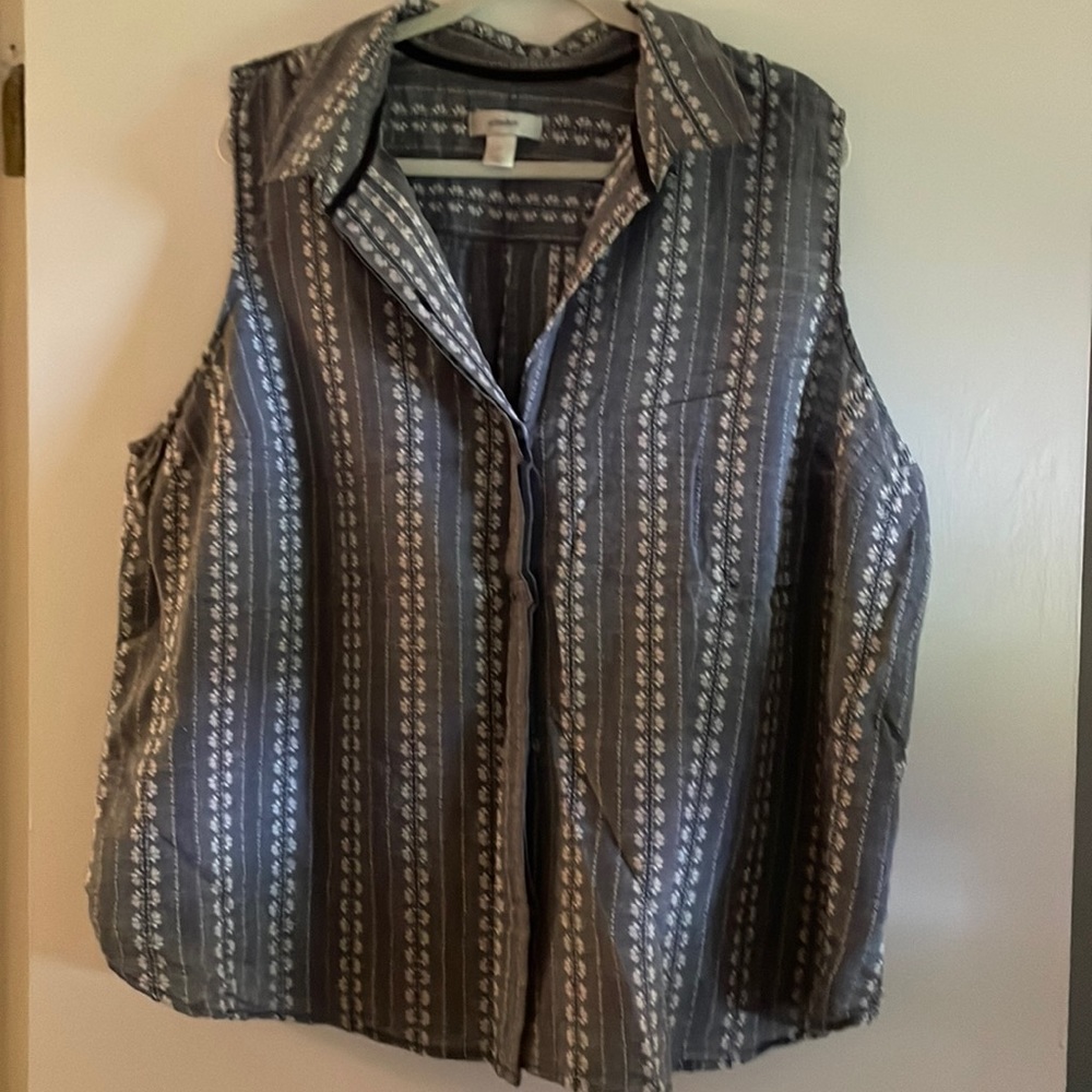 Light blue sleeveless button down blouse - 3x CJ Banks